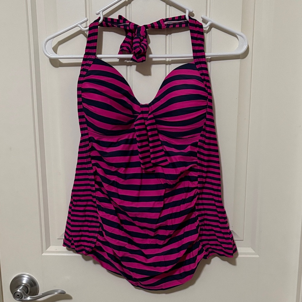 Merona Pink and Navy blue Striped Halter‎ Top